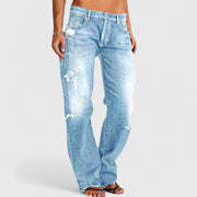 Marie | Damen Low Rise Destroyed Straight Leg Jeans