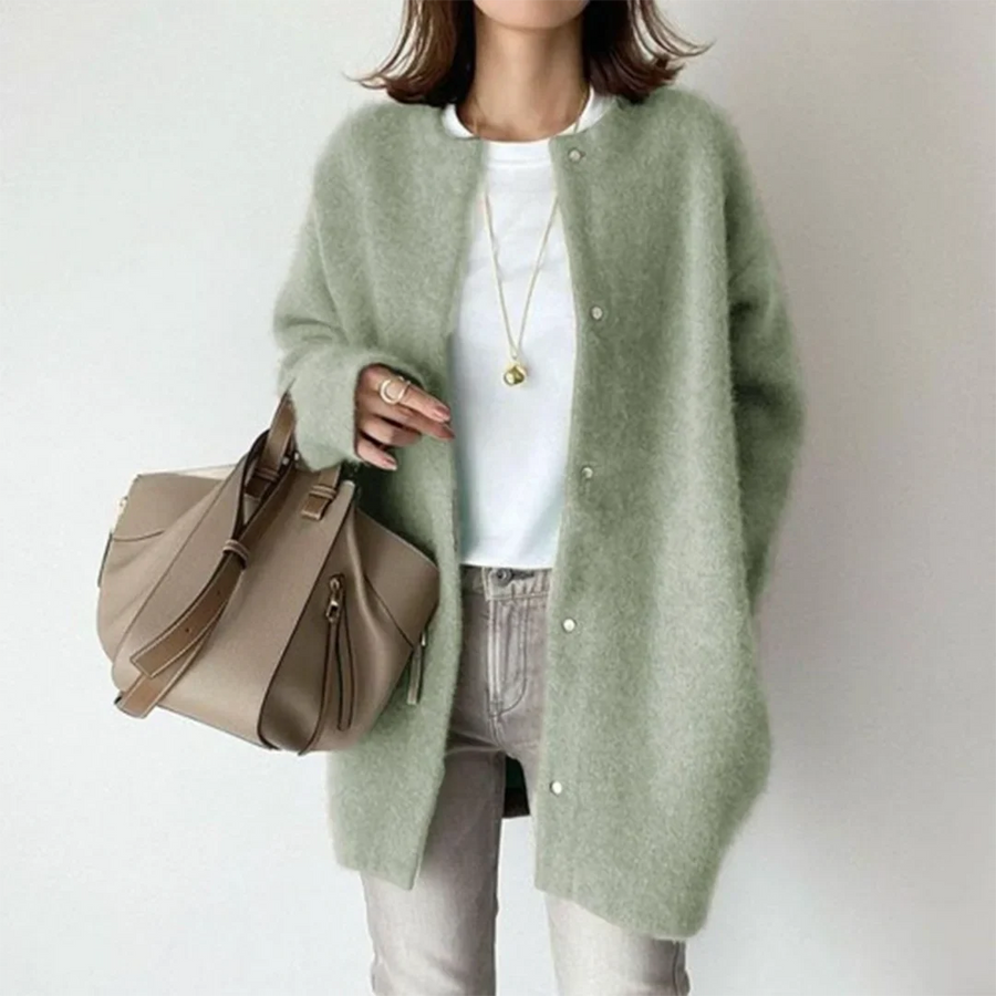 Oversized Damen Strickjace mit Knöpfen