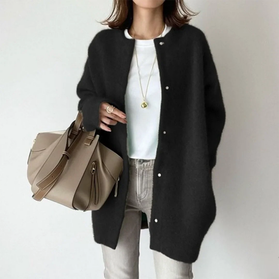 Oversized Damen Strickjace mit Knöpfen