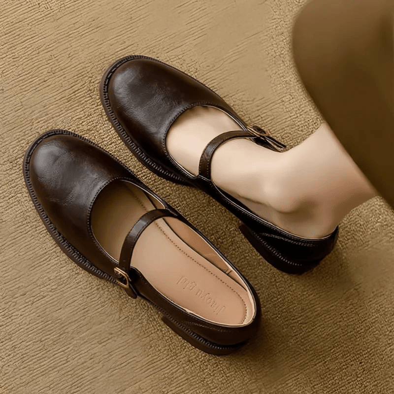 Damen Mary Jane Ballerinas mit niedrigem Absatz