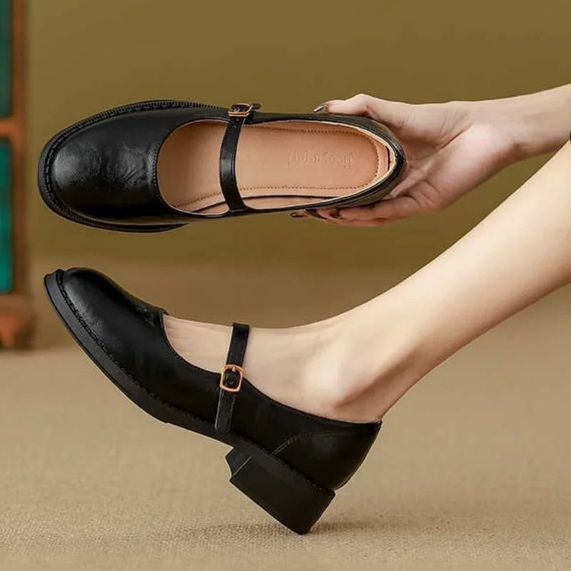 Damen Mary Jane Ballerinas mit niedrigem Absatz