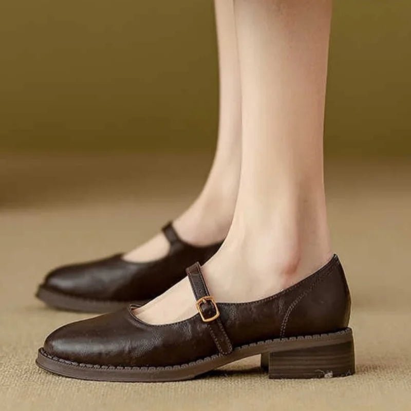 Damen Mary Jane Ballerinas mit niedrigem Absatz