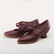 Damen Mary-Jane Pumps mit Schnürung und Cutout-Oberteil mit niedrigem Absatz