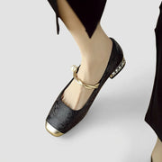 Damen-Mary-Jane-Schuhe mit floralem Muster und verzierten Blockabsätzen