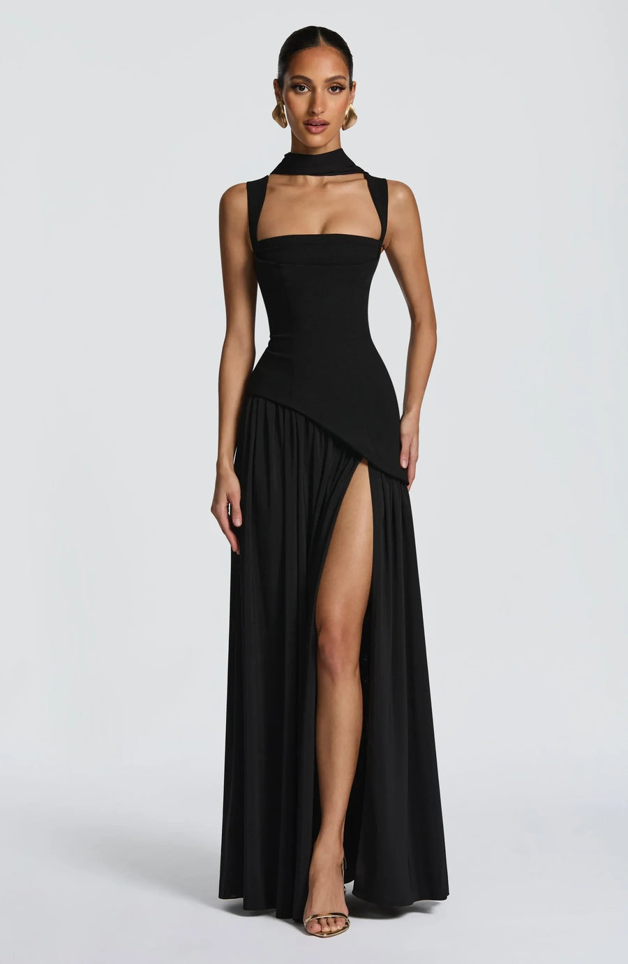 Katharina | Damen Maxi Kleid A-Linie Ärmellos Hochzeitsgast