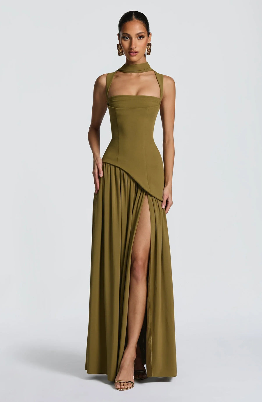 Katharina | Damen Maxi Kleid A-Linie Ärmellos Hochzeitsgast