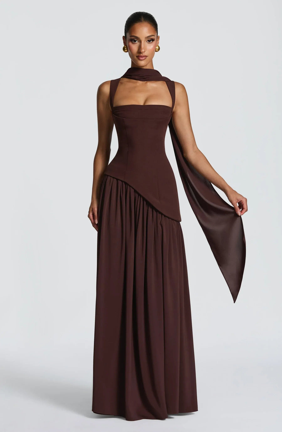 Katharina | Damen Maxi Kleid A-Linie Ärmellos Hochzeitsgast