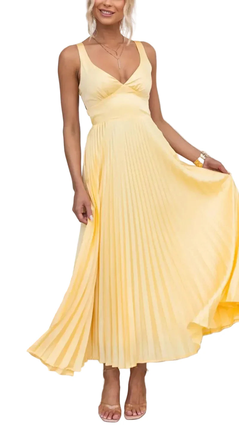 Damen Maxi Kleid mit V-Ausschnitt und offenem Rücken