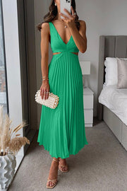 Katharina | Damen Maxi Kleid V-Ausschnitt Plissiert