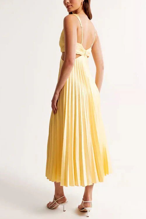 Katharina | Damen Maxi Kleid V-Ausschnitt Plissiert