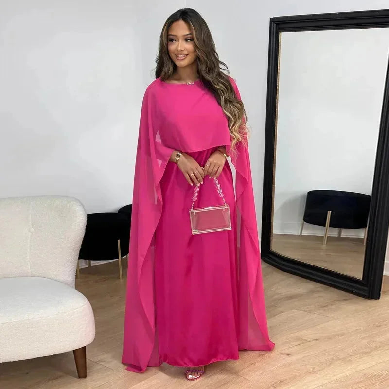 Damen Maxikleid mit Cape für elegante Abendveranstaltungen