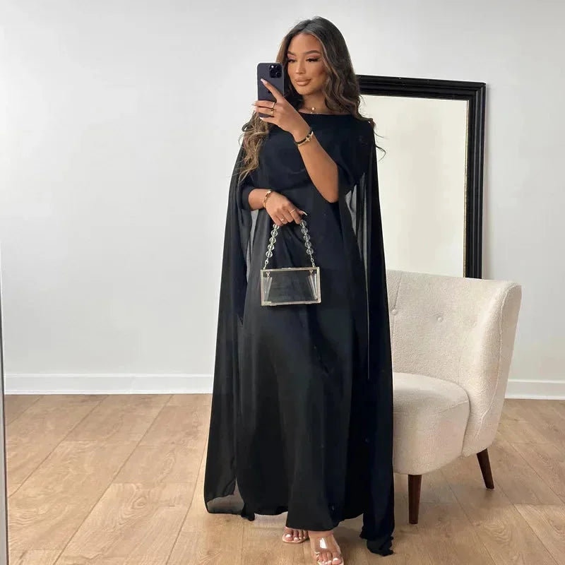 Damen Maxikleid mit Cape für elegante Abendveranstaltungen