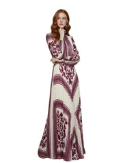 Damen Maxikleid mit Druckmuster und Plisseerock