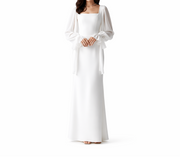 Damen Maxikleid mit eckigem Ausschnitt und langen Ärmeln