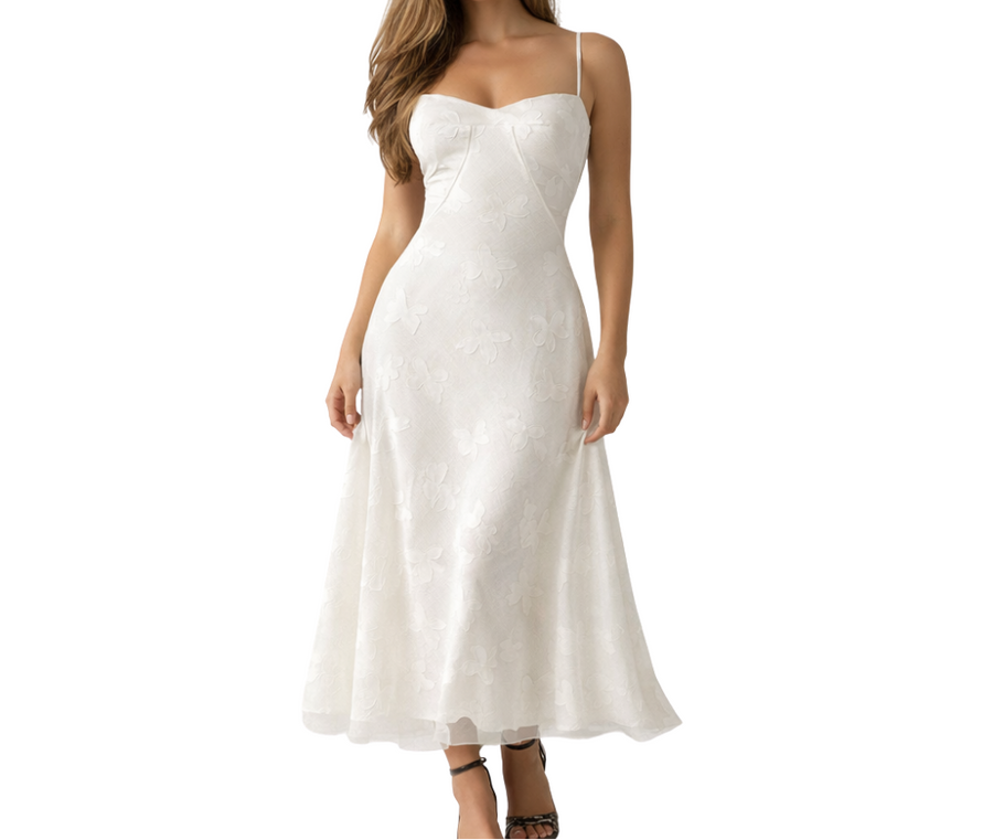 Damen Maxikleid mit Herz-Ausschnitt und Trägern