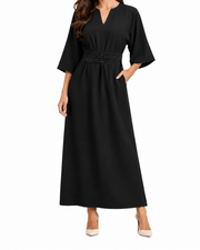 Damen Maxikleid mit Plissierter Taille