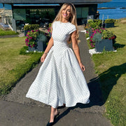 Damen-Maxikleid mit Punktemuster und Flügelärmeln