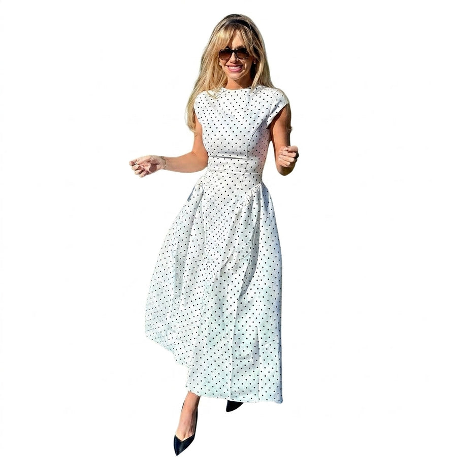 Damen-Maxikleid mit Punktemuster und Flügelärmeln
