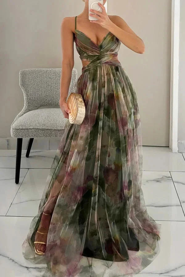 Damen Maxikleid Mit Texturen und Asymmetrischem Schnitt