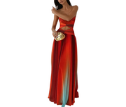 Damen Maxikleid mit trägerlosem Oberteil und Farbverlauf