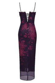 Damen Maxikleid mit verstellbaren Trägern und Blumenmuster