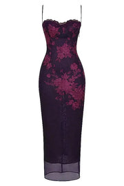 Damen Maxikleid mit verstellbaren Trägern und Blumenmuster