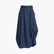 Damen Maxirock mit hohem Bund, Gürtelschlaufen und Seitentaschen