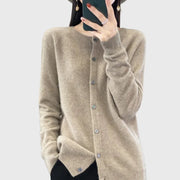 Charlotte | Damen Merino Cardigan Knopfleiste Rundhals