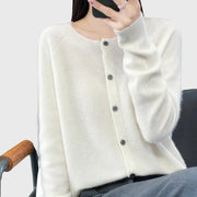 Charlotte | Damen Merino Cardigan Knopfleiste Rundhals