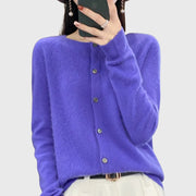 Charlotte | Damen Merino Cardigan Knopfleiste Rundhals