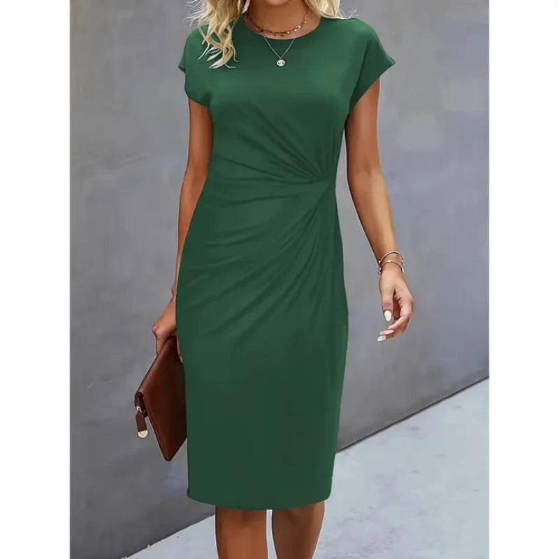 Damen Midikleid mit geknoteten Details und Kurzarm