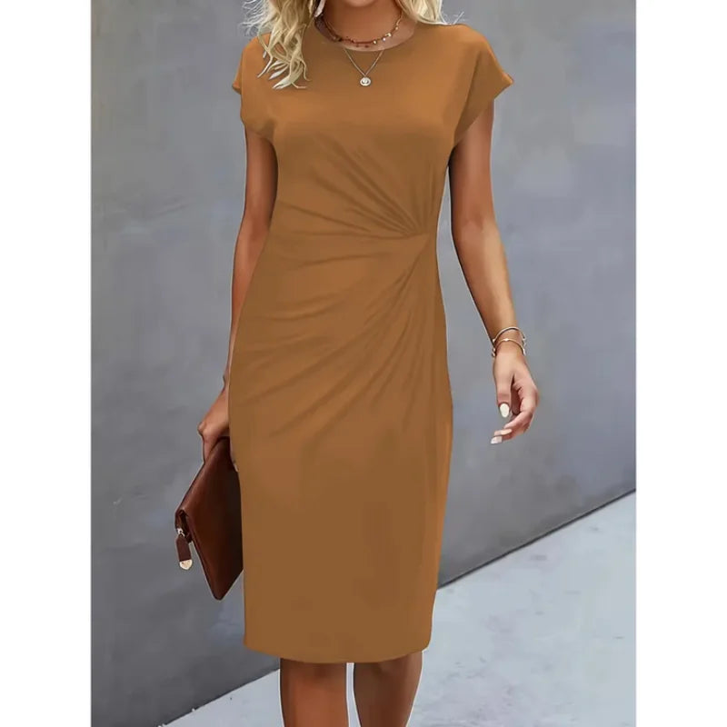 Damen Midikleid mit geknoteten Details und Kurzarm