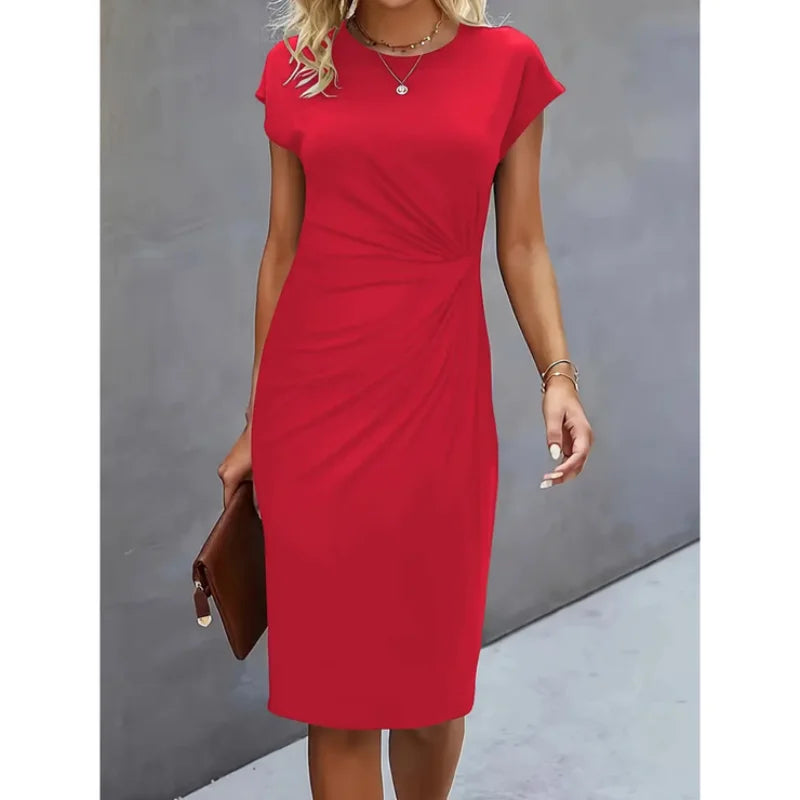 Damen Midikleid mit geknoteten Details und Kurzarm