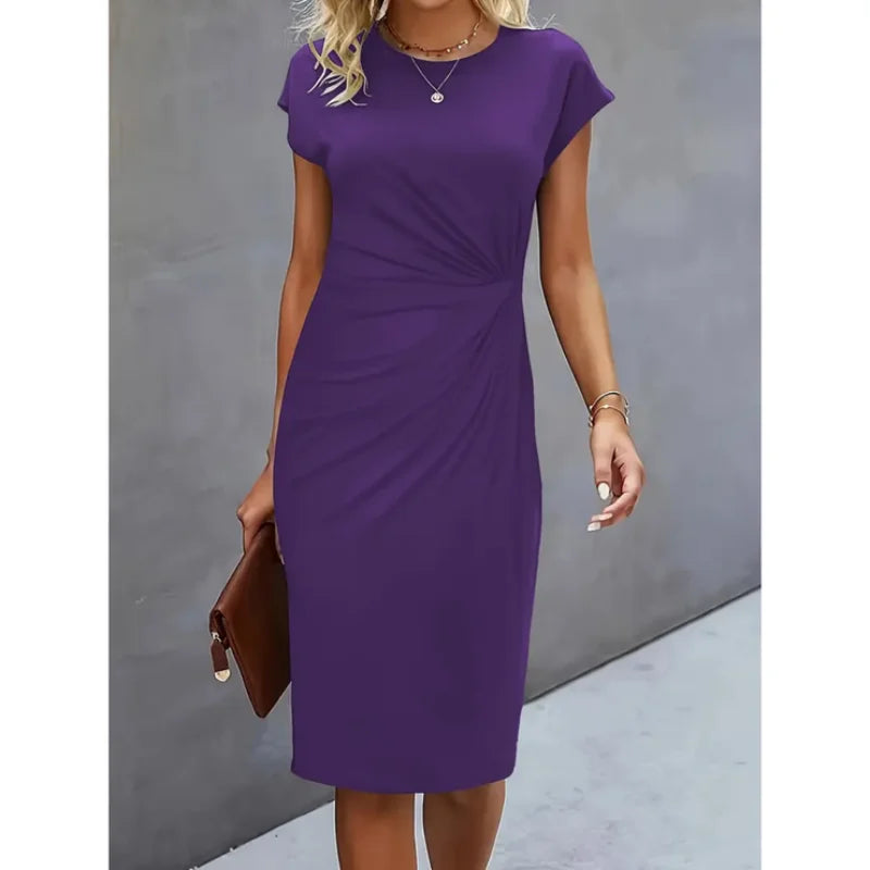 Damen Midikleid mit geknoteten Details und Kurzarm