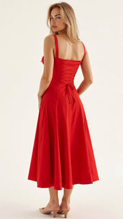 Emilia | Damen Midi Kleid mit Korsett-Optik und Blumenmuster