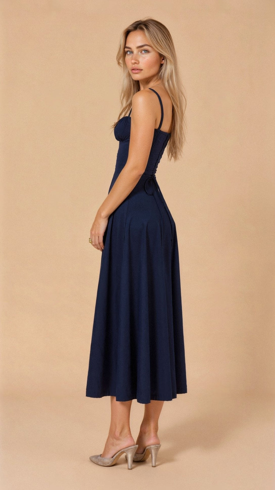 Emilia | Damen Midi Kleid mit Korsett-Optik und Blumenmuster