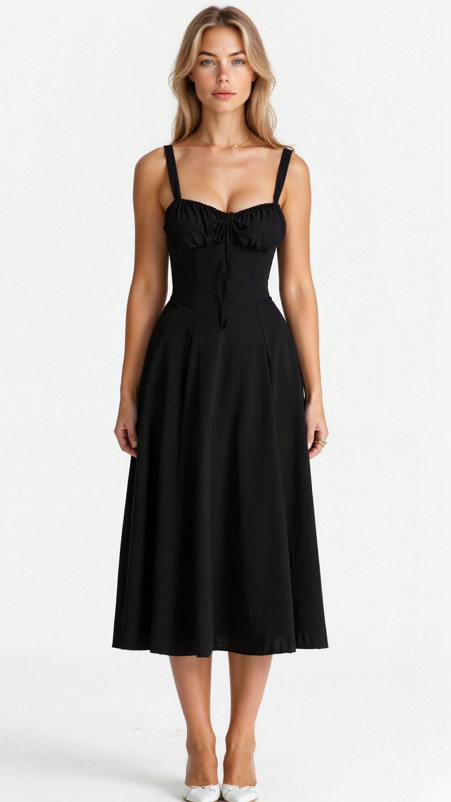 Emilia | Damen Midi Kleid mit Korsett-Optik und Blumenmuster