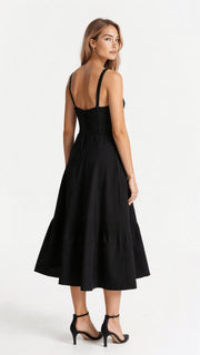 Emilia | Damen Midi Kleid mit Korsett-Optik und Blumenmuster