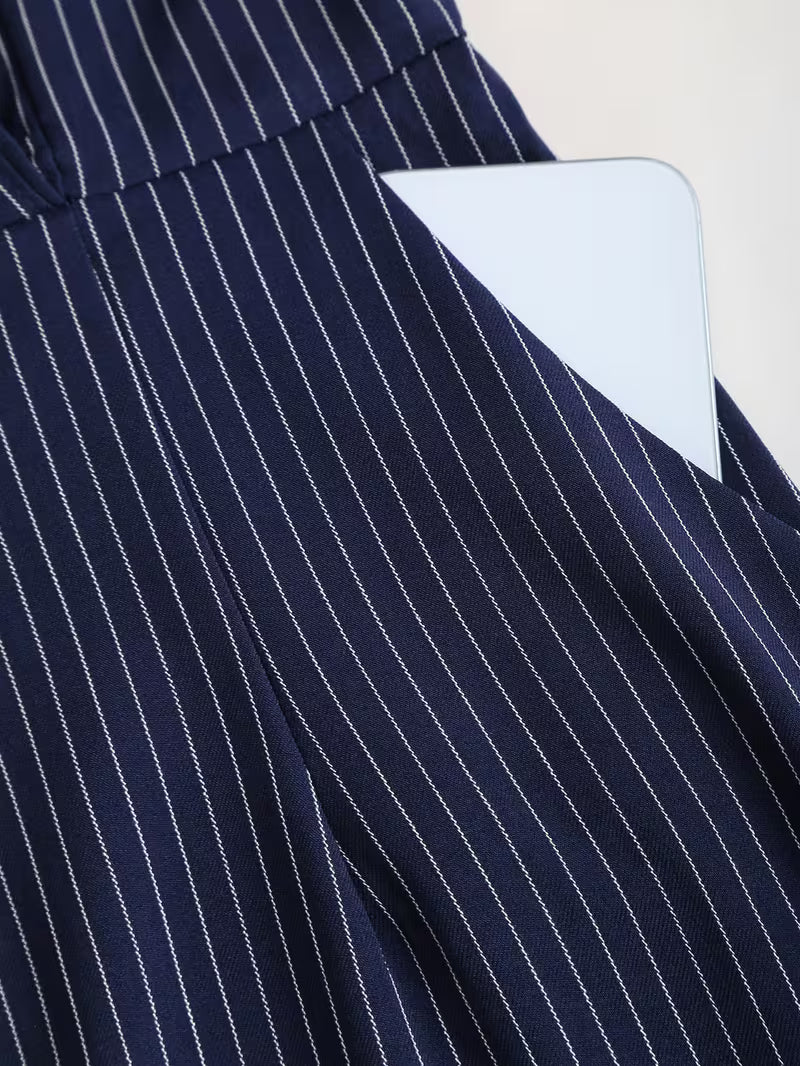 Damen Midi Kleid mit kurzen Ärmeln, Kragen, V-Ausschnitt und Gürtel