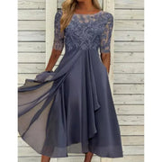 Damen Midikleid mit Spitzenoberteil und 3/4 Ärmeln