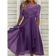 Damen Midikleid mit Spitzenoberteil und 3/4 Ärmeln