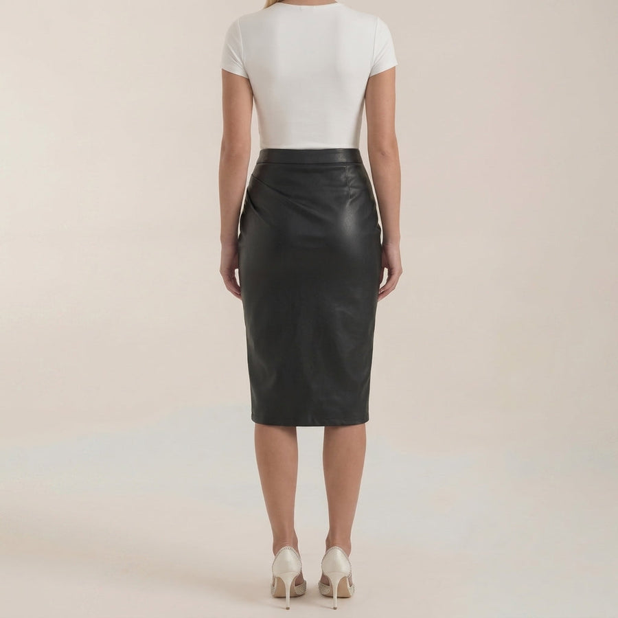 Damen Midi-Rock mit Raffung und vorderem Schlitz