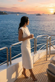Damen Midikleid mit Knopfleiste und Frontschlitz
