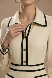 Damen Midikleid mit Knopfleiste und Kragen