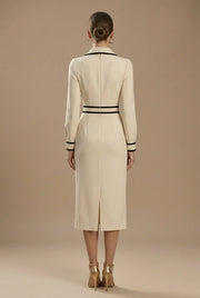 Damen Midikleid mit Knopfleiste und Kragen