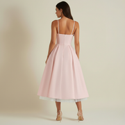 Damen Midikleid mit Korsettoberteil und schmalen Trägern