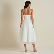 Damen Midikleid mit Korsettoberteil und schmalen Trägern