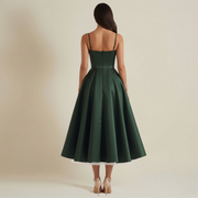 Damen Midikleid mit Korsettoberteil und schmalen Trägern