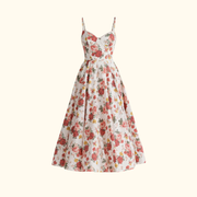Damen Midikleid mit Korsettoberteil und schmalen Trägern