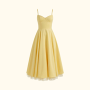 Damen Midikleid mit Korsettoberteil und schmalen Trägern